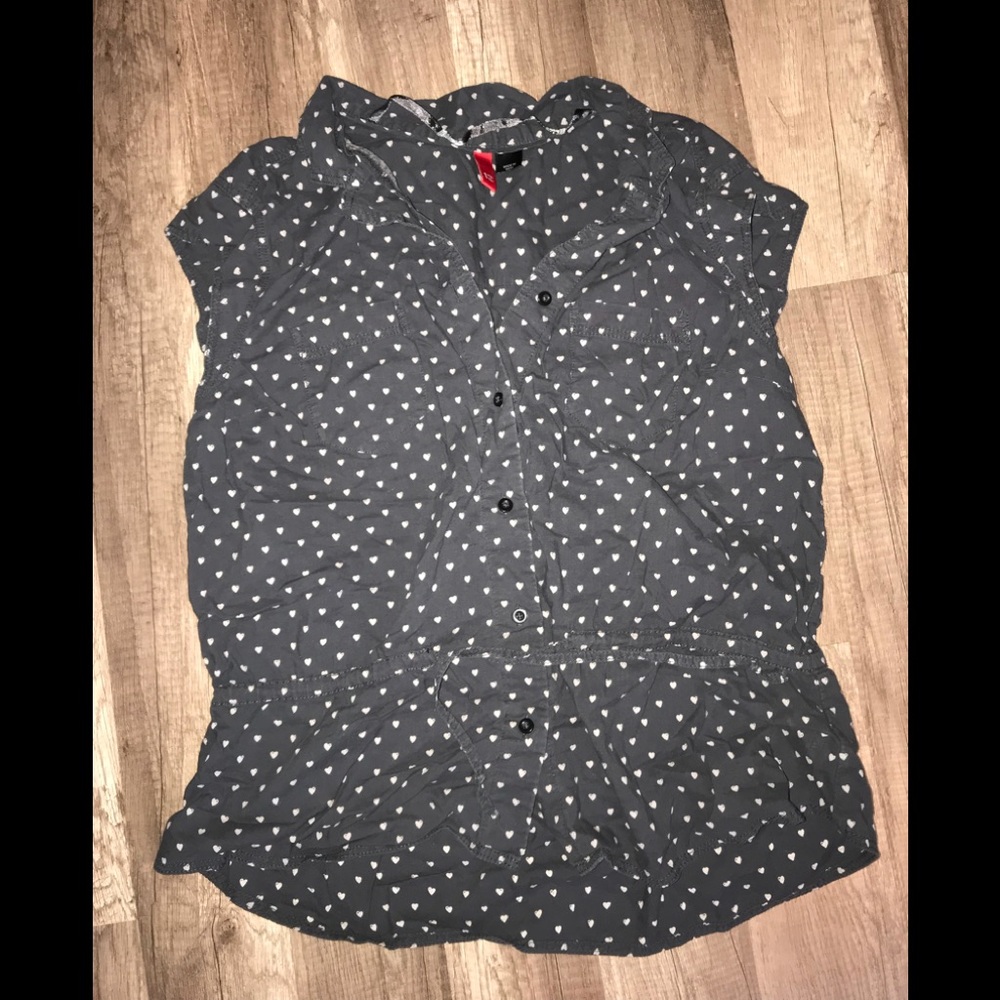 H&M Heart Print Button up